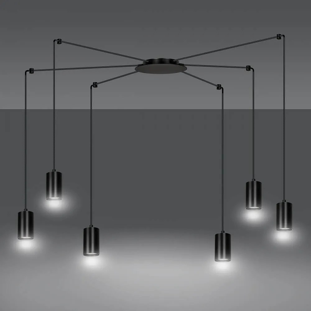 Lampadario a Sospensione in Acciaio TRAKER 6 BLACK e WHITE Colore del corpo Nero