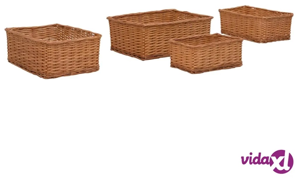 vidaXL Set Cestini Impilabili 4 pz Marroni in Salice