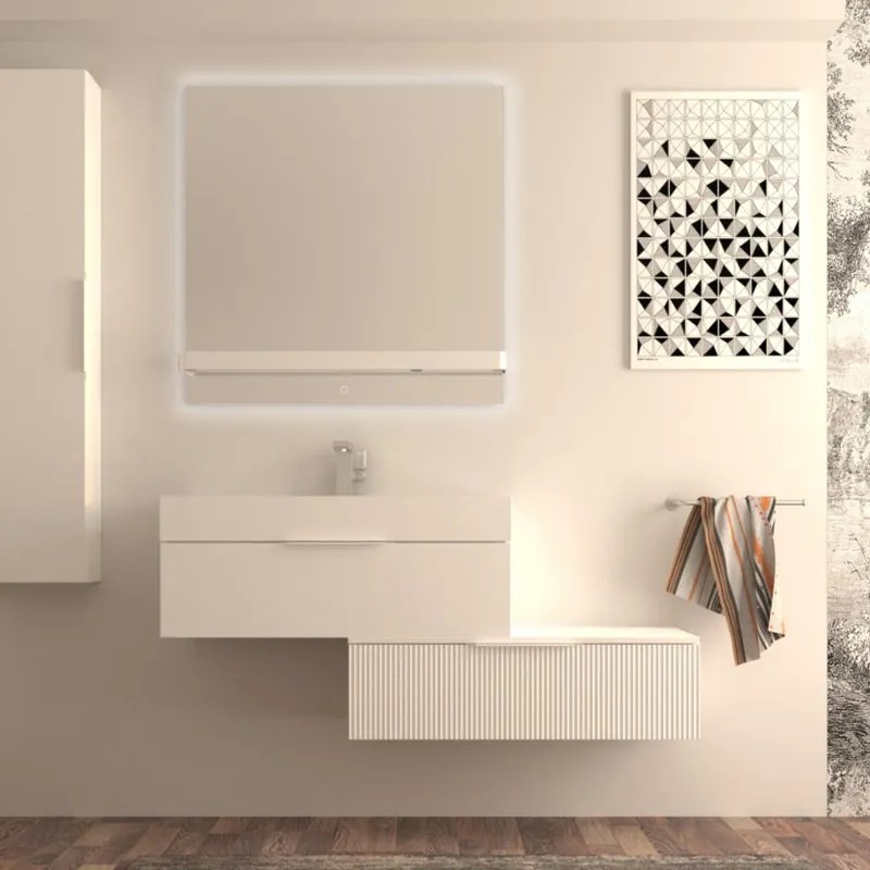 Mobile da bagno sotto lavabo BADEN HAUS Modula bianco laccato opaco L 90 x H 25 x P 44 cm 1 cassetto, lavabo non incluso