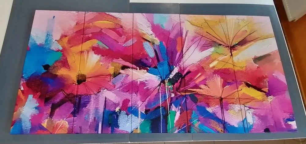Quadri 5 pezzi – Fiori colorati astratti