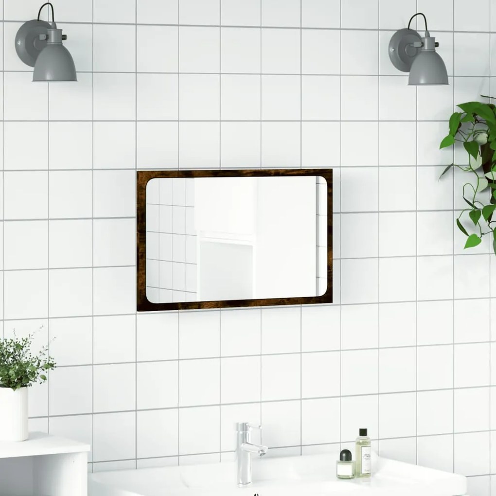 Specchio da bagno led rovere sonoma 60x8,5x38 cm in truciolato