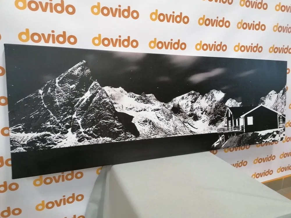 Quadro su tela – Paesaggio notturno in Norvegia in bianco e nero