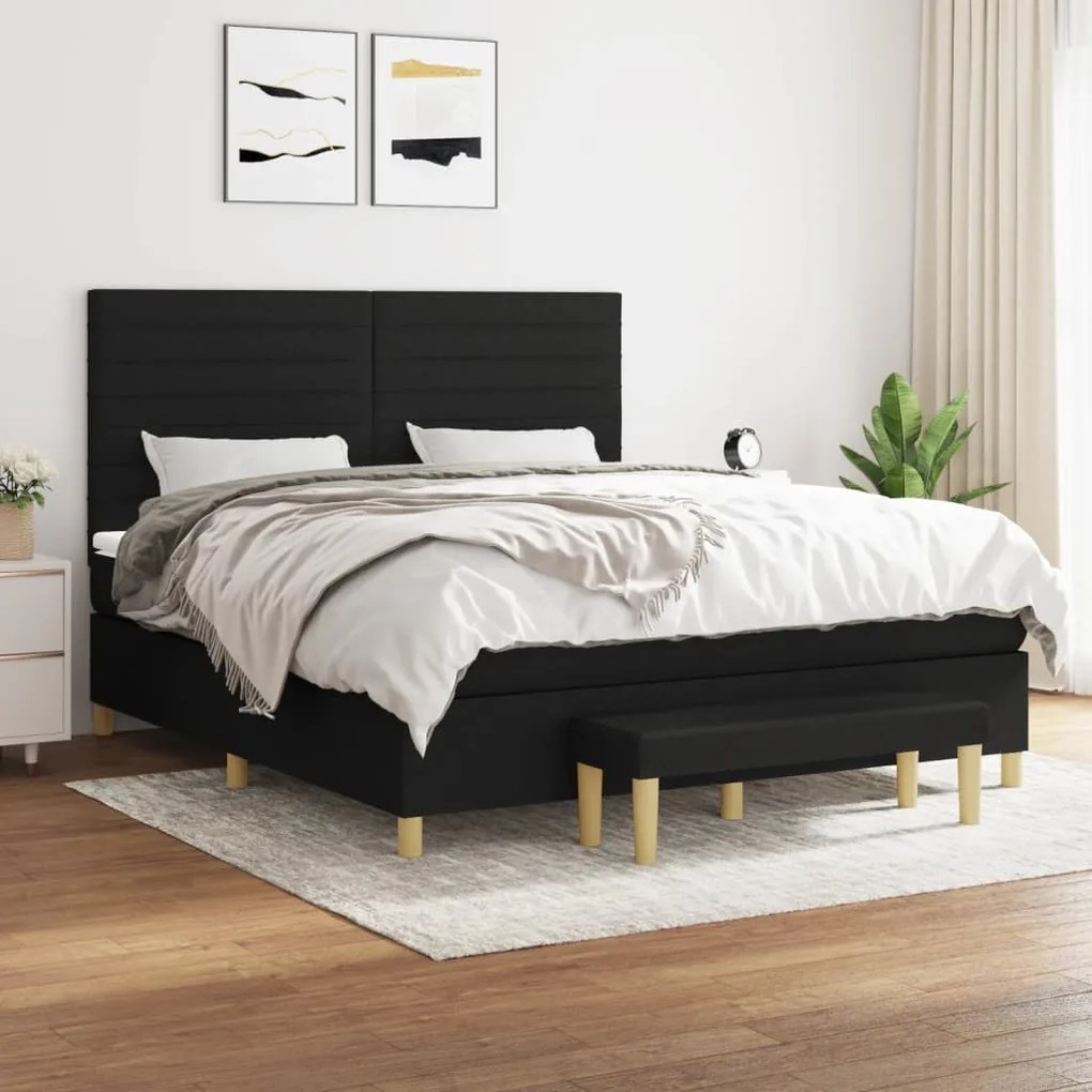 Giroletto A Molle Con Materasso Nero 160x200 Cm İn Tessuto /