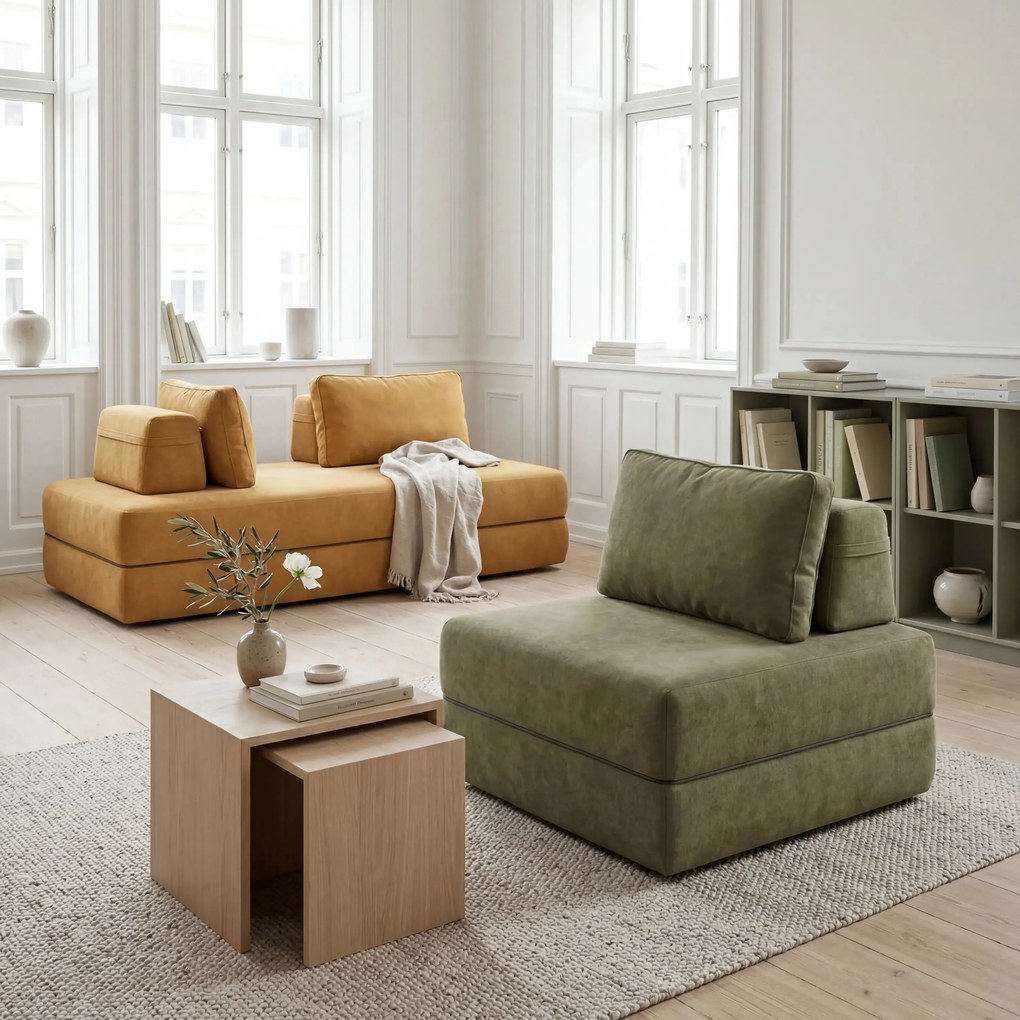 Rift poltrona letto con materasso alto 22 cm e memory foam - schienale mobile e tessuto smacchiabile T31