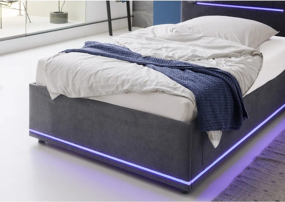 Letto da bambini grigio scuro imbottito rete non inclusa 140x200 cm Circle – Meise Möbel