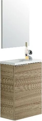 Mobile Bagno Sospeso 40 Cm Rovere Salvaspazio Con Lavabo E Specchio Compact