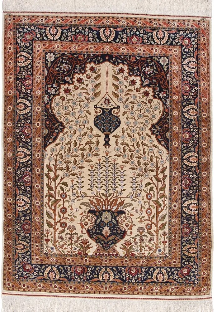 Hereke Tappeto orientale 140x100 Blu (Tacchino) Annodato A Mano
