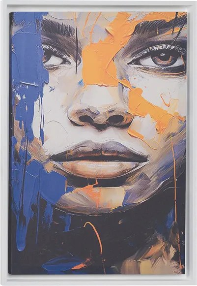 Quadro su tela con cornice moderno 67x97 cm con ritratto di donna colorato