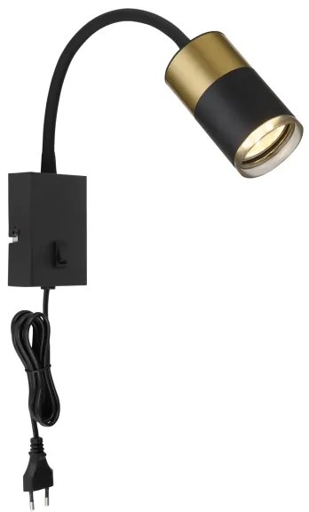 Globo 57850W - Faretto da parete BRISBON 1xGU10/25W/230V nero/oro