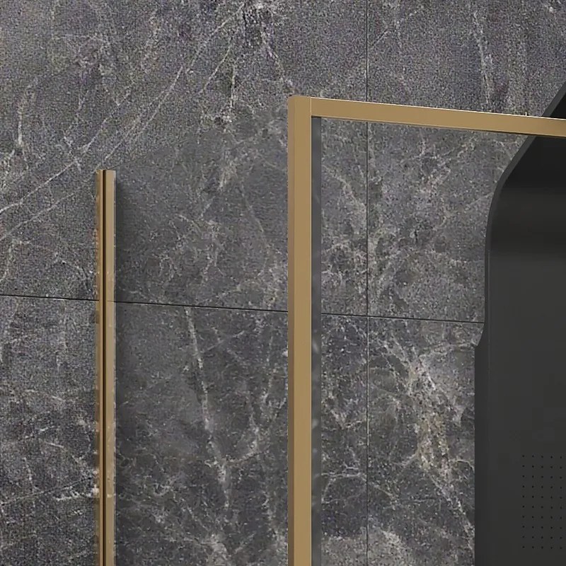 Kamalu - Cabina doccia 3 lati 80x150x80 oro satinato anta scorrevole  | KLA-4000G