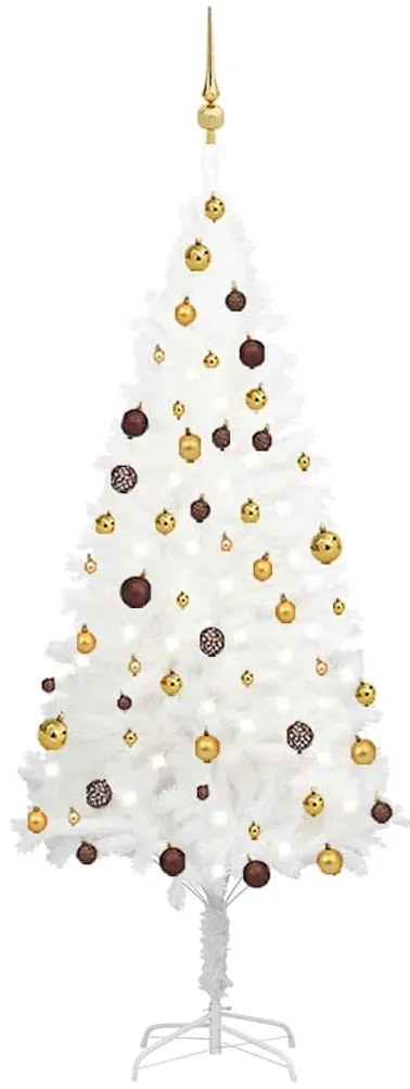 Albero Di Natale Preilluminato Con Palline Bianco 180 Cm /