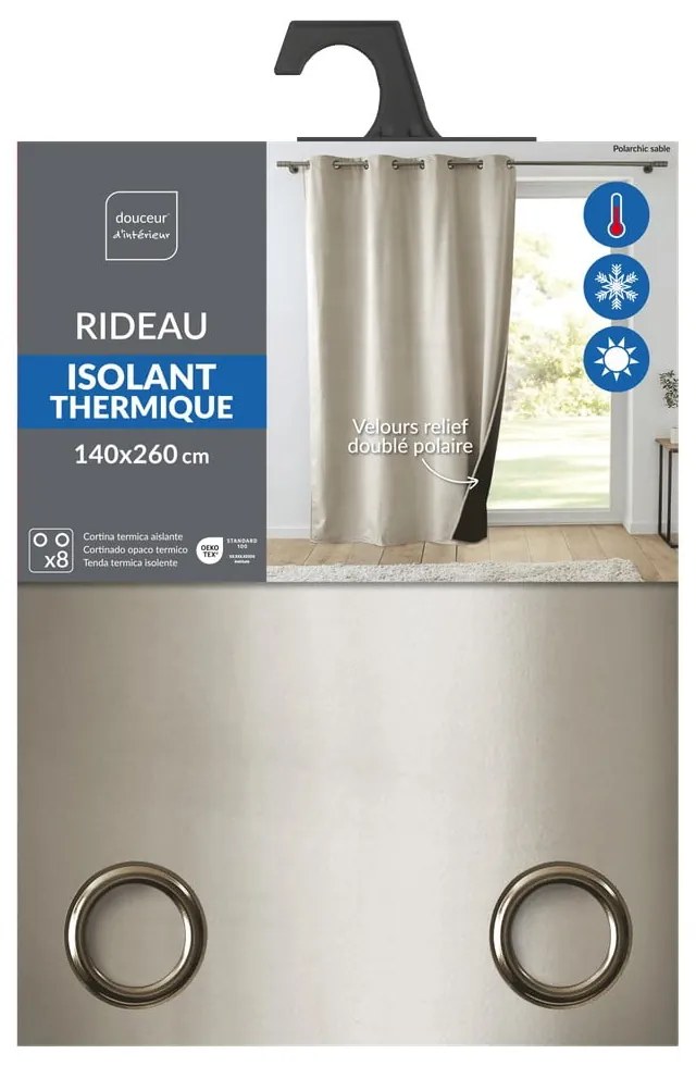 Tenda termoisolante beige in velluto 140x260 cm Polarchic – douceur d'intérieur