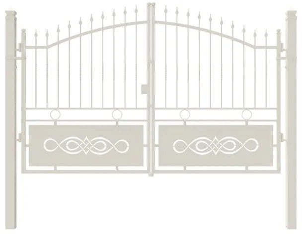 Cancello manuale elettrico Lavaredo in ferro, apertura centrale, L 308.5, H 165-195 cm, di colore bianco