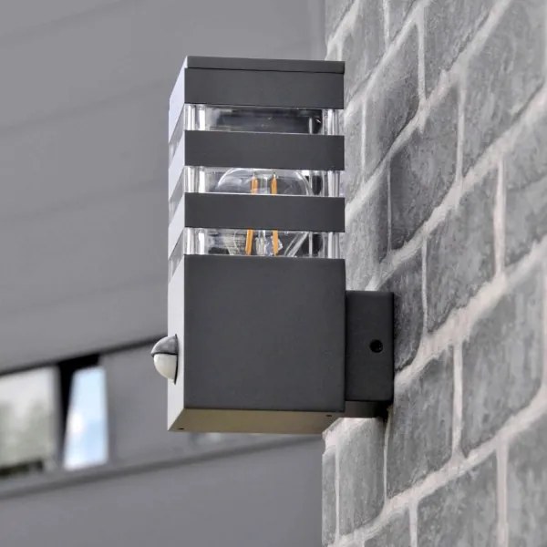Applique da esterno con sensore TEKSAS 1xE27/12W/230V IP44 antracite