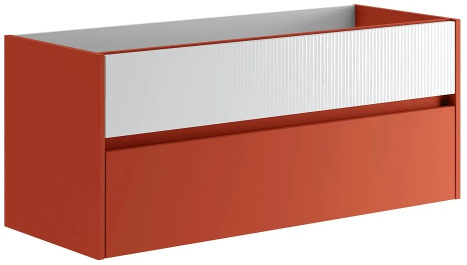 Mobile da bagno sotto lavabo Niwa rosso laccato opaco L 119.5 x H 50 x P 45.5 cm 2 cassetti, lavabo non incluso