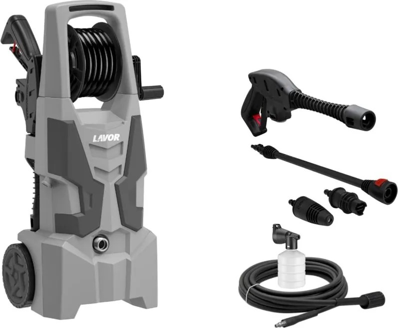 Lavor Rondella ad alta pressione Run Extra 145 GL con avvolgitore, potenza 150 bar Max, portata 420 l/h Max, motore 1900 W, grigio