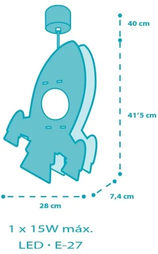 Dalber 63357 - Lampadario per bambini ROCKET 1xE27/15W/230V