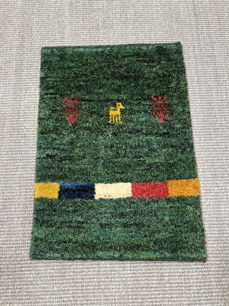 Gabbeh Tappeto 40 x 60 Verde (Iran) Annodato A Mano