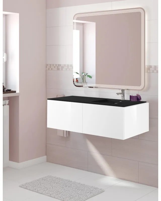 Mobile bagno con lavabo L 120 x H 32 x P 48 cm bianco 2 cassetti per vasca a sinistra Neo