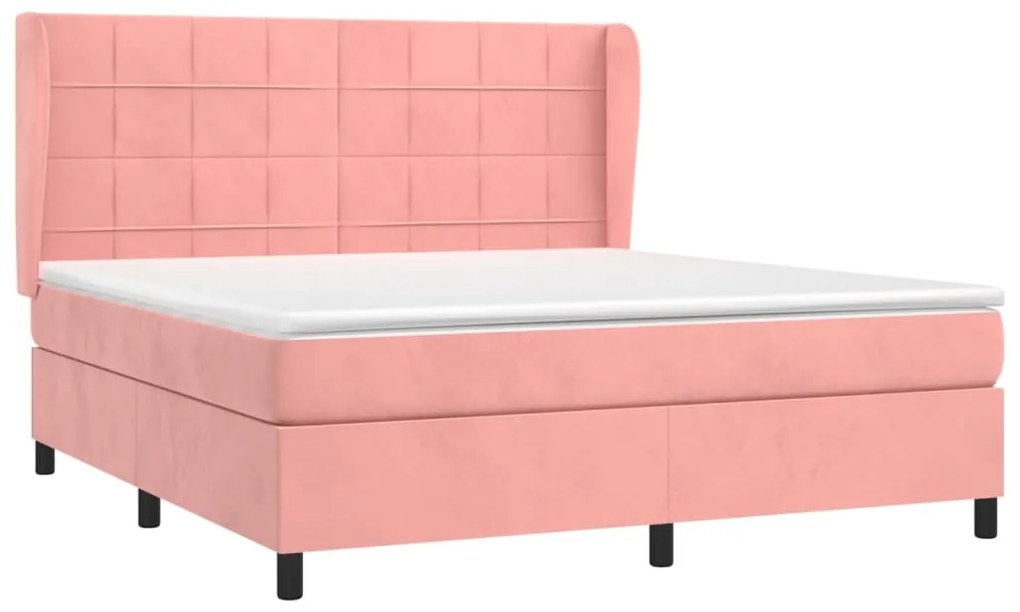 Giroletto a molle con materasso rosa 160x200 cm in velluto