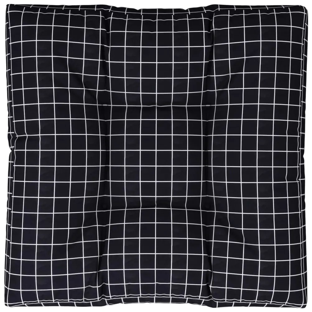 Cuscino per Pallet Motivo a Quadri Nero 80x80x12 cm in Tessuto