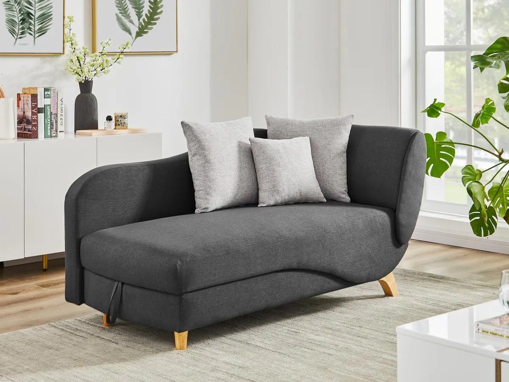Chaise longue letto con contenitore in Tessuto Antracite - Angolo a sinistra - PENELOPE