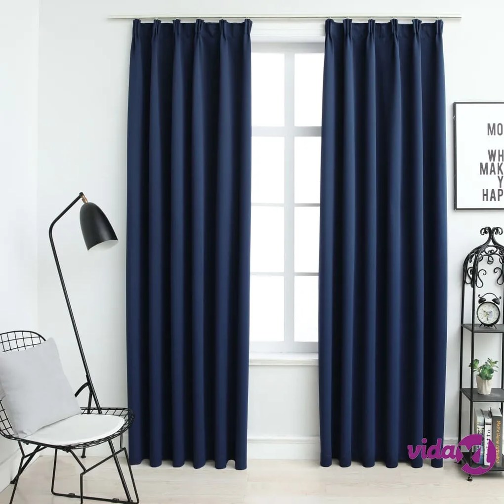 vidaXL Tende Oscuranti con Ganci 2 pz Blue 140x175 cm