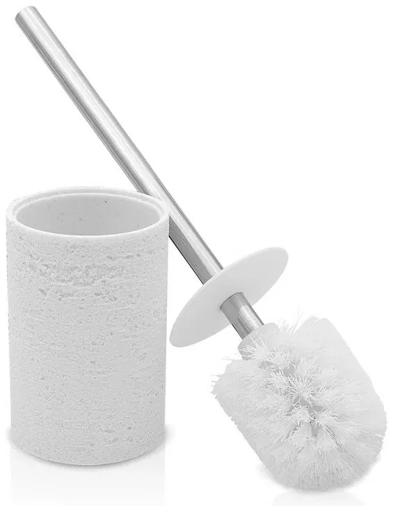 Accessori bagno in set completo da 4 pezzi bianco in resina effetto pietra Matera
