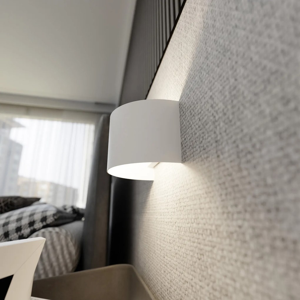 Applique Moderna 1 Luce Floki Fascia In Acciaio Bianco