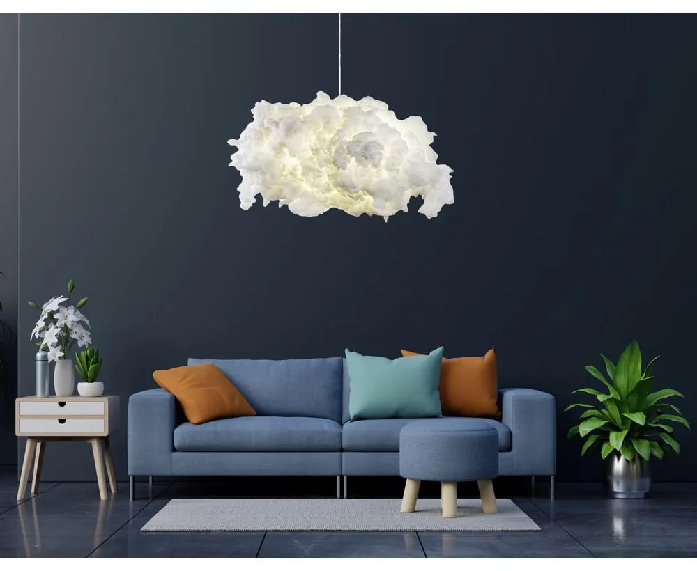 Lampadario bianco con paralume in tessuto Serenity – Opviq lights
