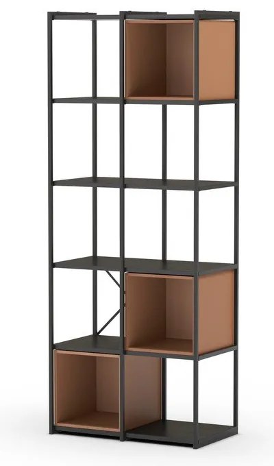 Libreria in nero e mattone 71x179 cm Anya - Marckeric