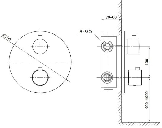Cersanit S951-564 - Rubinetto termostatico per doccia da incasso ZEN cromo