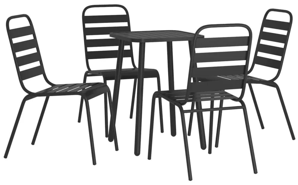 Set da pranzo da giardino 5 pz in acciaio antracite