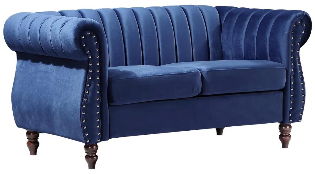 Divano Chesterfield 2 posti in Velluto Blu reale - TRUMBO