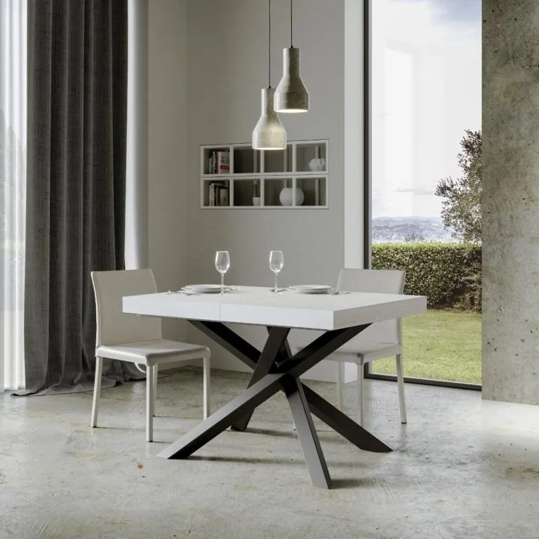 Tavolo Estensibile Volantis Elite P.90 - Struttura Antracite, 90x160/264 cm Volantis Premium / Bianco