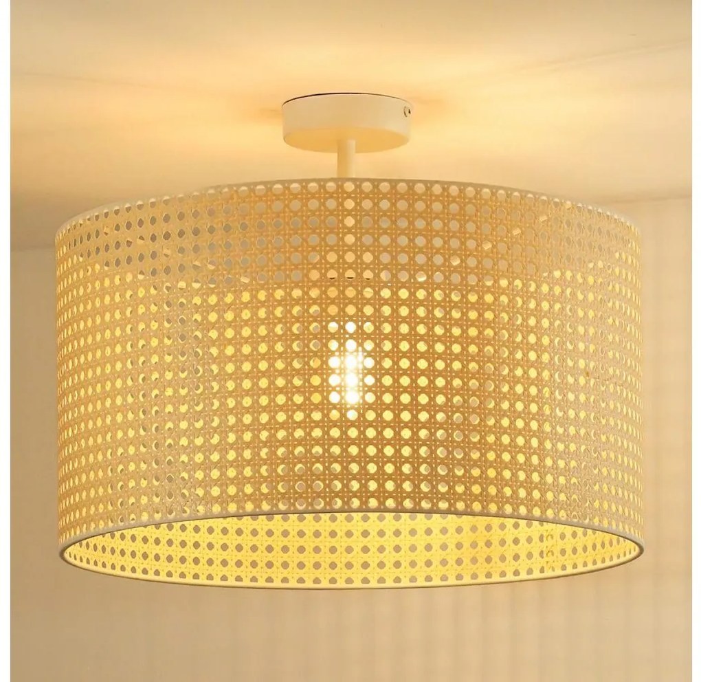 Duolla - Lampadario a plafone ROLLER RATTAN 1xE27/15W/230V diametro 45 cm beige