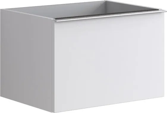 Mobile da bagno sospeso sotto lavabo Pixel plain 2 cassetti L 60 x H 40 x P 45.5 cm bianco laccato opaco, con maniglia alluminio brillante