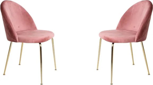 Sedia poltroncina in velluto Rosa con gambe in metallo Oro - PARIS 2 sedie