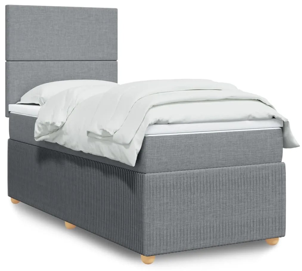 Giroletto A Molle Con Materasso Grigio Chiaro100x200 Cm Tessuto /