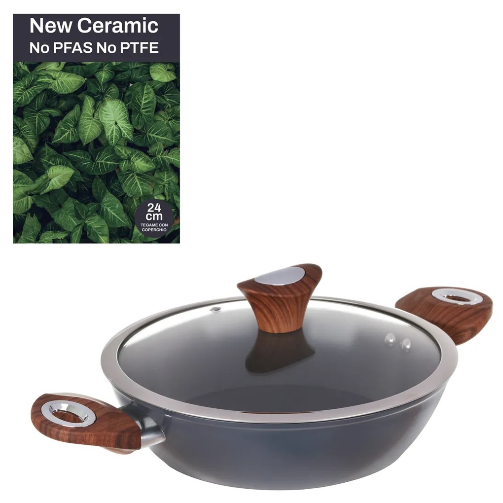 Tegame 24 cm con coperchio ottanio New Ceramic