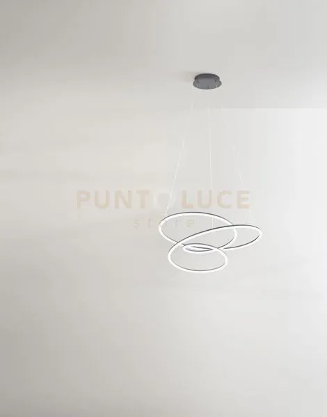 Sospensione in alluminio colore grigio metalizzato spira led 96w 30...