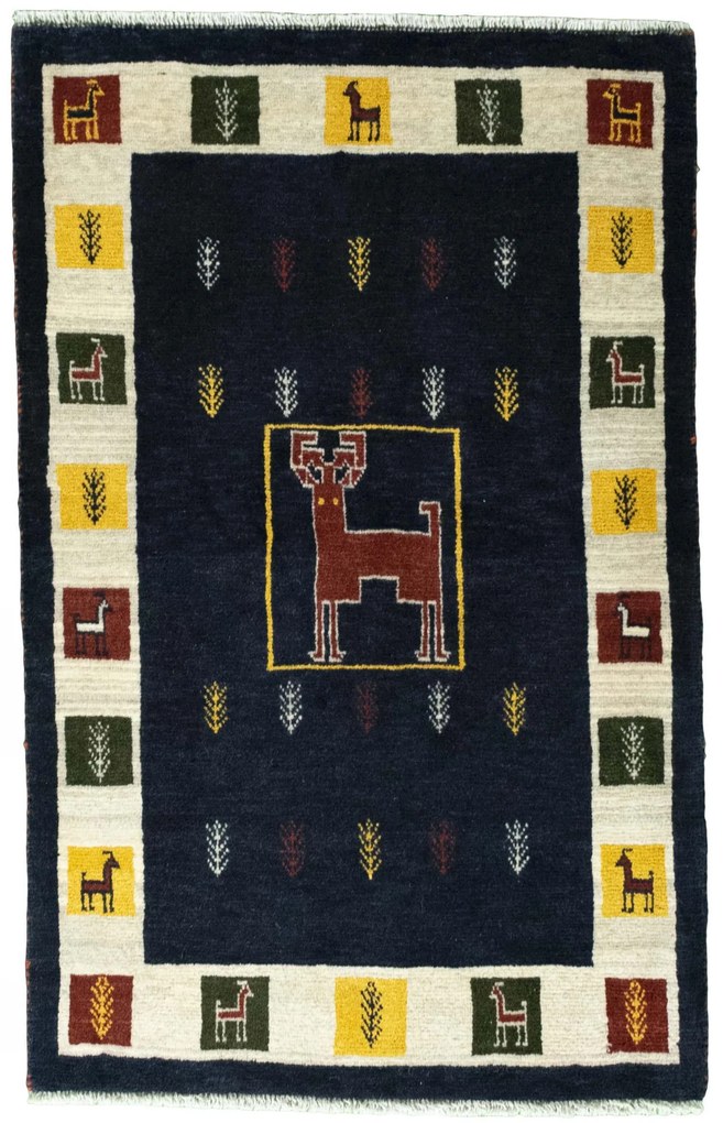 Gabbeh Tappeto 80x130 Blu (Iran) Annodato A Mano