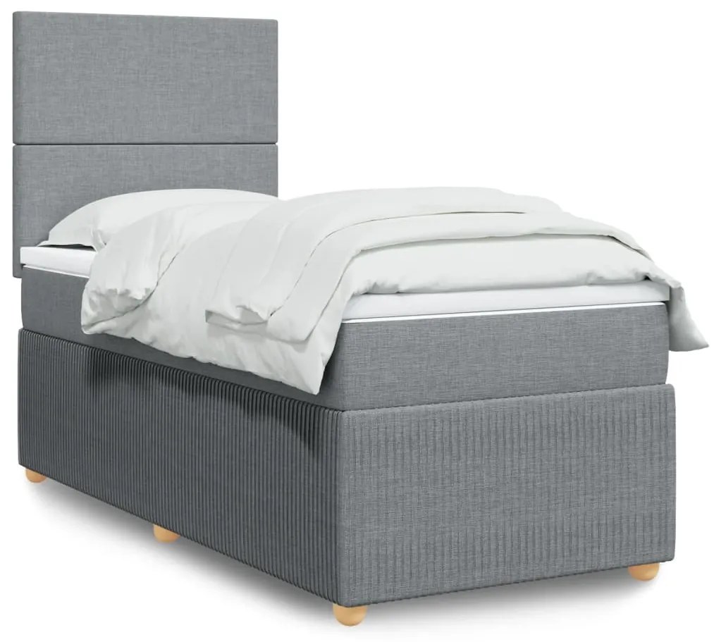 Giroletto A Molle Con Materasso Grigio Chiaro 90x200 Cm Tessuto /