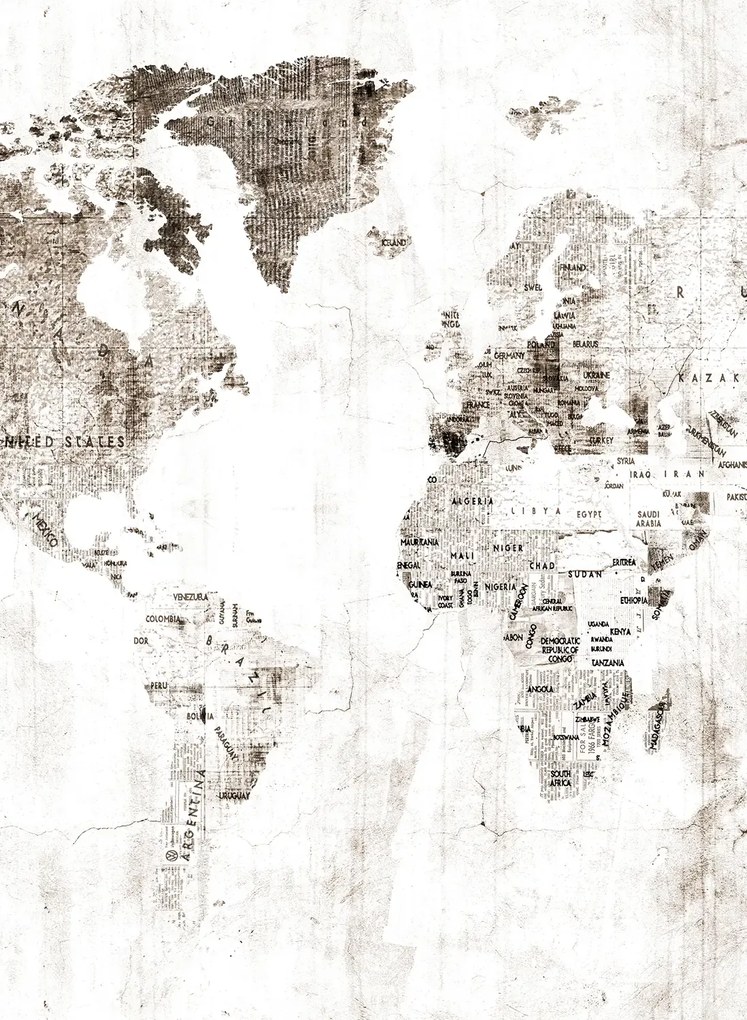 Coordonne Carta da parati panoramica Newspaper Map - Sepia