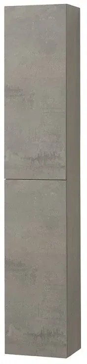 Colonna bagno sospesa H160 cm in legno grigio cemento con ripiani Leda