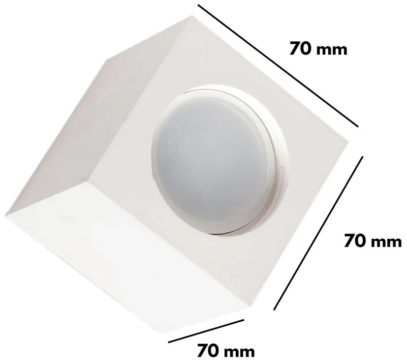 Applique da Soffitto in Gesso Pitturabile 70x70x70mm 1xGU10