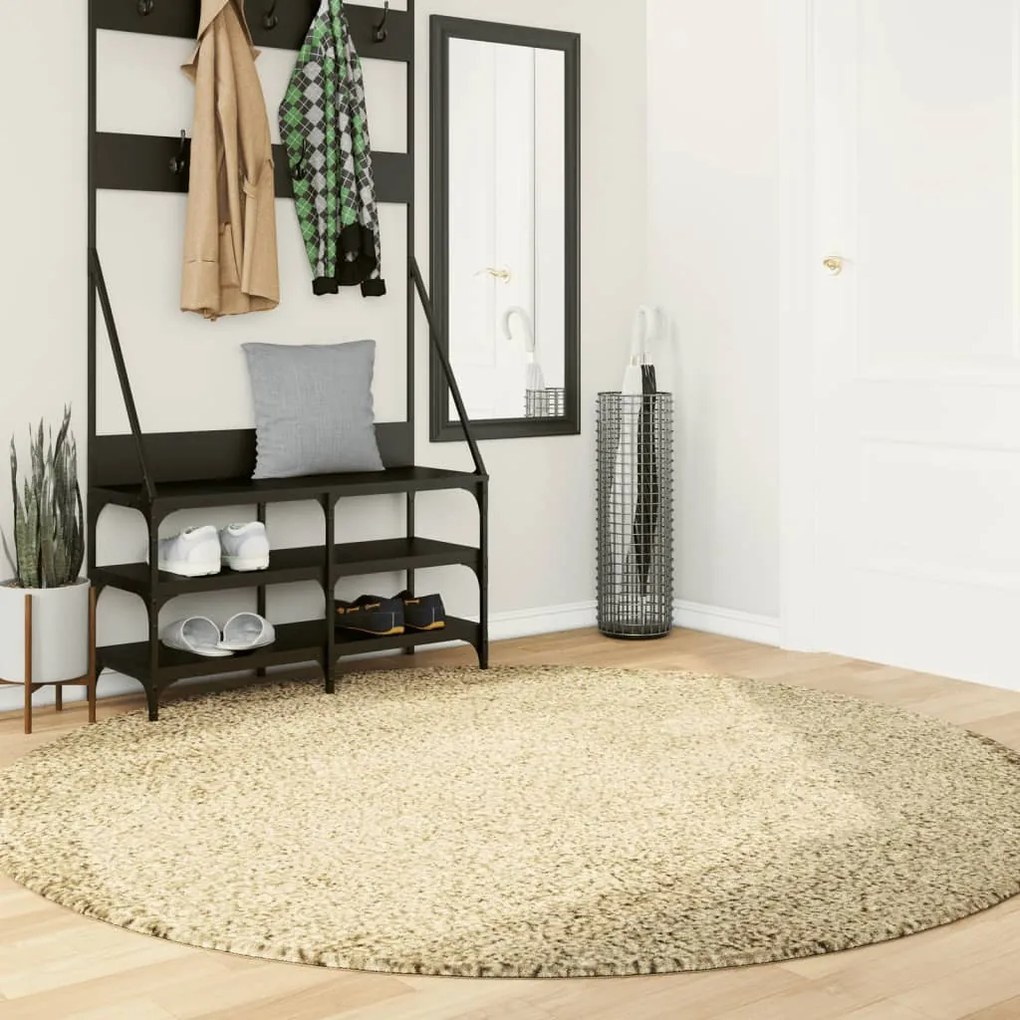 Tappeto Shaggy Pamplona A Pelo Lungo Moderno Oro Ø 200 Cm /