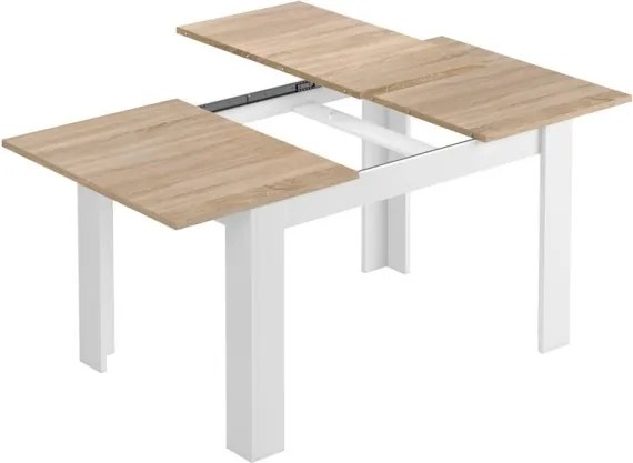 Tavolo allungabile da pranzo rettangolare in legno 140-190x90 cm Kendra Rovere/Bianco