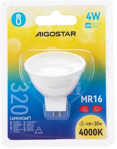 Lampadina LED MR16 GU5,3/4W/12V 4000K - Aigostar