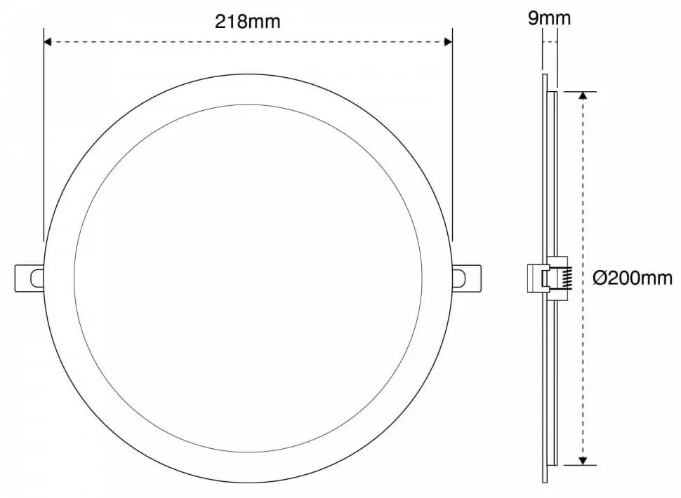 Pannello LED Rotondo 20W, 2.000lm, no Flickering, Foro Ø203-210mm, Dimmerabile Colore Bianco Caldo 3.000K